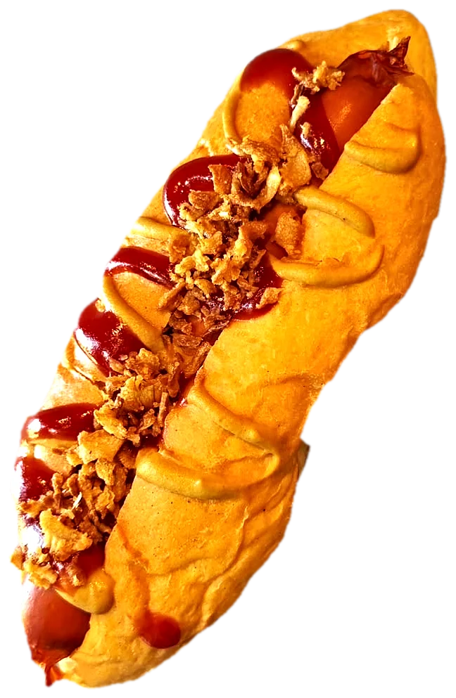 Hot-dog garni de sauce et d’oignons frits